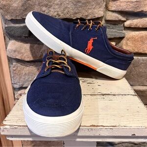 Polo by Ralph Lauren Men's Navy and Orange‎ Sneakers men’s size 11.5